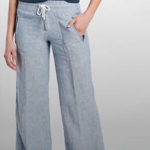 Athleta Cabo Linen Wide Leg Pant - SZ 8 Great Condition! Chambray Blue
